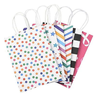 12Pcs 6 Colors Print Paper Packing Tote Bags CARB-FS0001-05-1