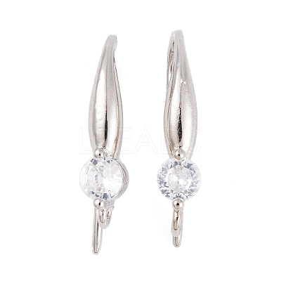 Rack Plating Brass Cubic Zirconia Earring Hooks KK-S374-05P-05-1