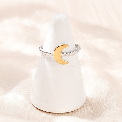 304 Stainless Steel Double Color Cuff Rings RJEW-S635-01GP-11-1