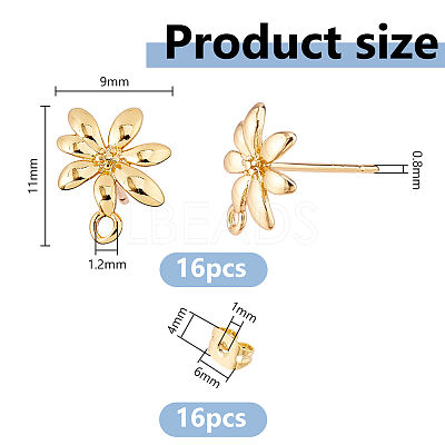 16Pcs Brass Stud Earrings Findings KK-DC0005-20-1