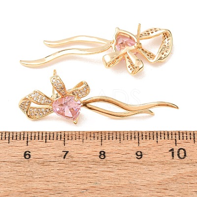 Brass Micro Pave Cubic Zirconia Stud Earrings for Women KK-CBADFF4-05G-1