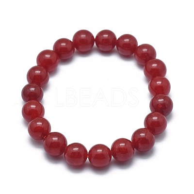 Natural Jade Bead Stretch Bracelets BJEW-K212-B-036-1