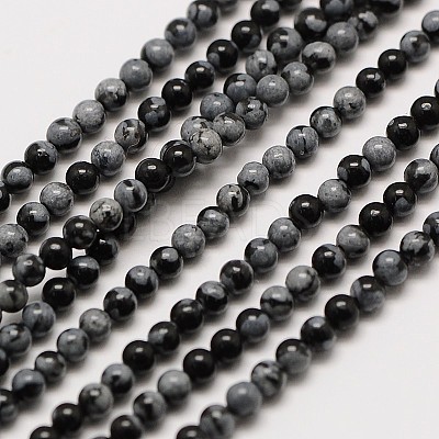 Natural Snowflake Obsidian Round Bead Strands LS-G-A130-3mm-17-1