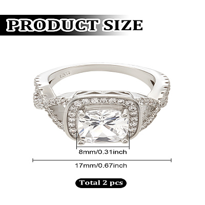 1Pc Brass Micro Pave Clear Cubic Zirconia Finger Rings for Women RJEW-LP0001-36-1