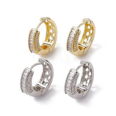 Rack Plating Brass Clear Cubic Zirconia Hoop Earrings for Women EJEW-M213-36-1