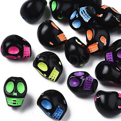 Opaque Black Acrylic Beads X-MACR-N012-15-1