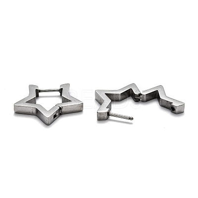 Tarnish Resistant 304 Stainless Steel Star Huggie Hoop Earrings STAS-J033-05P-1