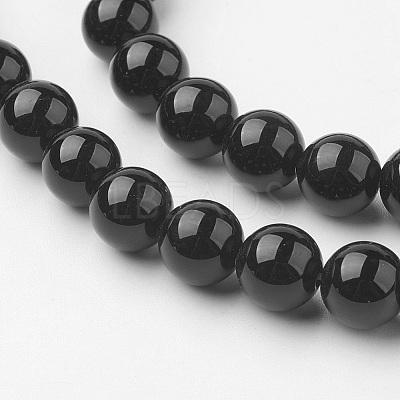 Natural Black Onyx Beads Strands G-G735-60-8mm-A-1