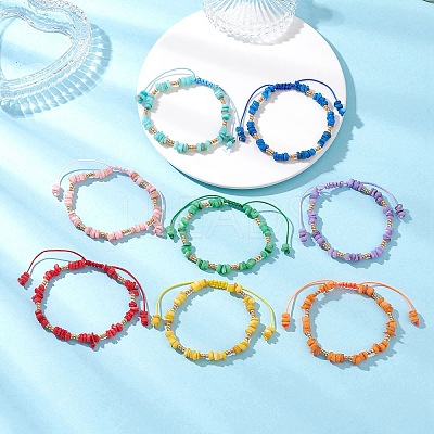 8Pcs Natural Freshwater Shell Braided Bead Bracelets BJEW-MZ00235-1