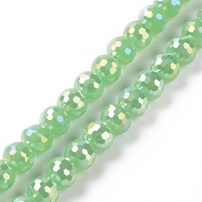 Electroplate Opaque Solid Color Glass Beads Strands GLAA-E036-10C-1