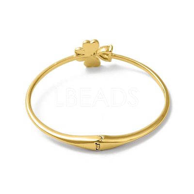 Rack Plating Brass Pave Clear Cubic Zirconia Clover & Heart Hinged Bangles BJEW-H616-01G-1