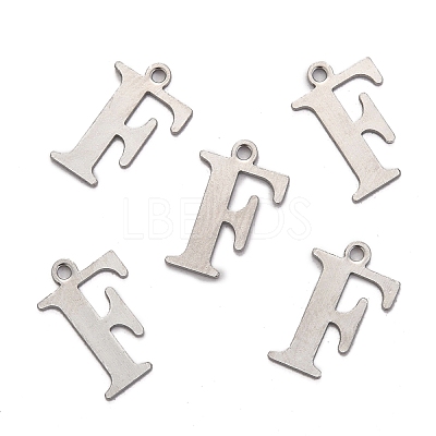 Tarnish Resistant 304 Stainless Steel Alphabet Charms STAS-H122-F-P-1