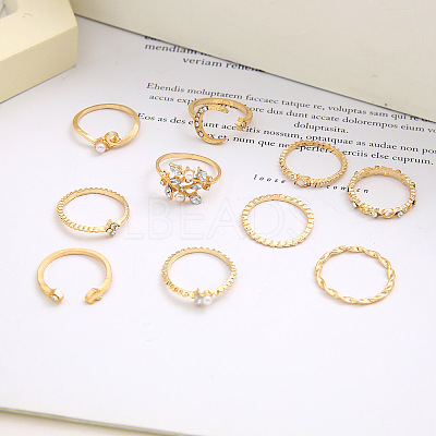 10Pcs Alloy with Crystal Rhinestone Finger Rings WG3531F-01-1
