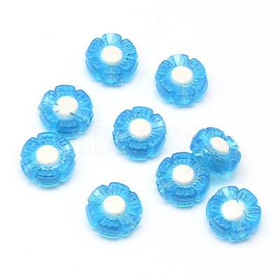 Transparent Flower Acrylic Beads X-TACR-Q007-04-1