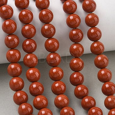 Grade A Natural Red Jasper Bead Strands G-P075-36-8mm-1