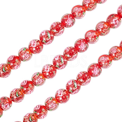 1 Strand Handmade Glod Sand Lampwork Beads Strands LAMP-TA0002-09C-1