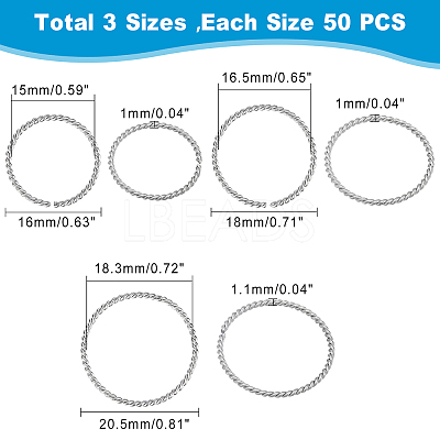 150Pcs 3 Styles 304 Stainless Steel Open Jump Rings STAS-DC0009-05-1