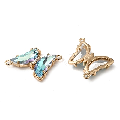 Brass Pave Faceted Glass Connector Charms X-FIND-Z020-04F-1