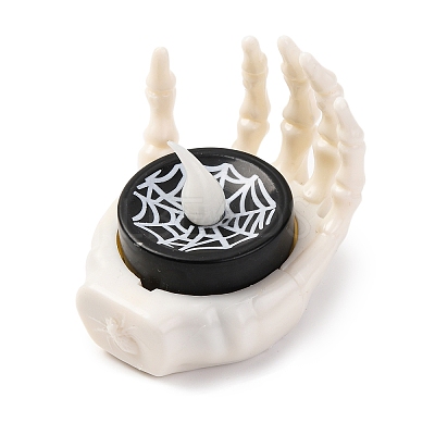 Halloween Resin Skeleton Hand LED Light Figurines Ornament AJEW-Z036-02A-1