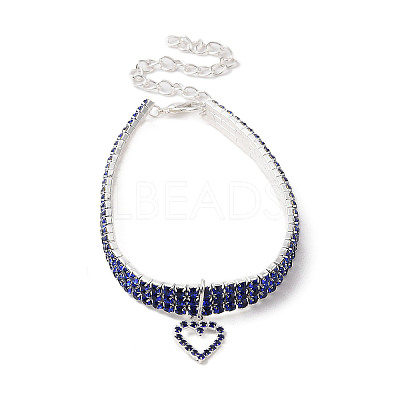 Adjustable 3-Row Iron Rhinestone Cup Chain Pet Collars LS-AJEW-A054-01B-1