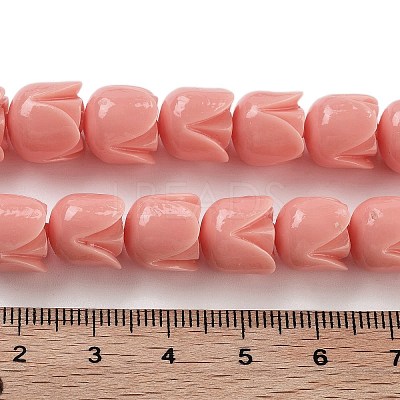 Synthetic Coral Flower Rose Beads Strands CORA-U001-01B-02-1