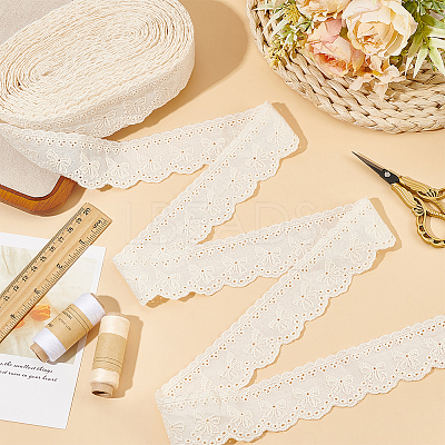 15 Yards Cotton Embroidery Bowknot Lace Ribbons OCOR-WH0045-35C-1
