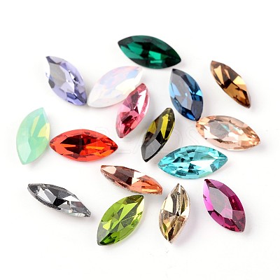 Faceted Horse Eye Glass Pointed Back Rhinestone Cabochons RGLA-E005-15x7mm-M-1