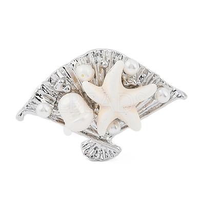 Shell Open Cuff Ring for Women RJEW-Z047-01P-03-1