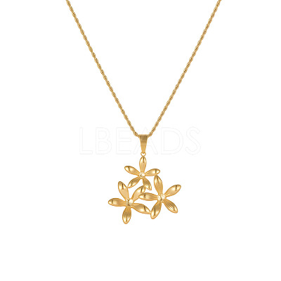 304 Stainless Steel 3D Flower Pendant Necklaces for Women WGDBDE2-01-1