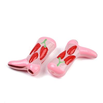Boot Baking Paint Glass Enamel  Beads LAMP-C020-02A-1