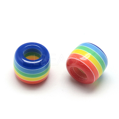 Opaque Stripe Resin European Beads LS-RESI-S344-07-1
