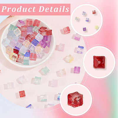 100Pcs 10 Colors Transparent Glass Beads GLAA-PA0001-51-1