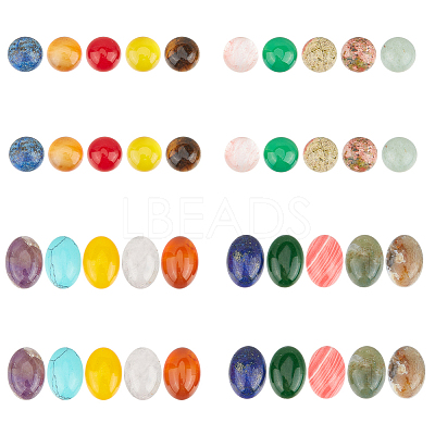 40Pcs 20 Styles Mixed Gemstone Cabochons G-HY0001-54-1