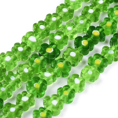 Handmade Millefiori Glass Bead Strands LAMP-J035-8mm-1