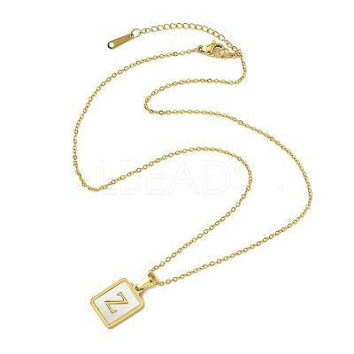 Ion Plating(IP) Rectangle with Initial Letter 304 Stainless Steel Pendant Necklace NJEW-R265-04G-Z-1