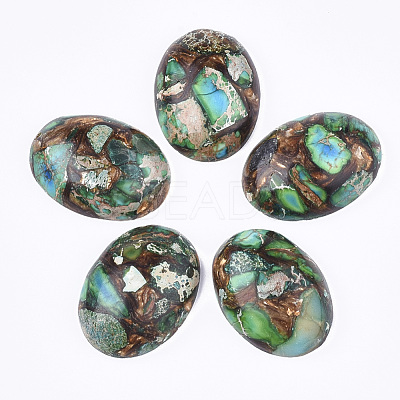 Assembled Synthetic Imperial Jasper and Bronzite Cabochons G-S329-080D-1