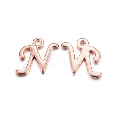 Rose Gold Plated Alloy Letter Pendants X-PALLOY-J718-01RG-N-1