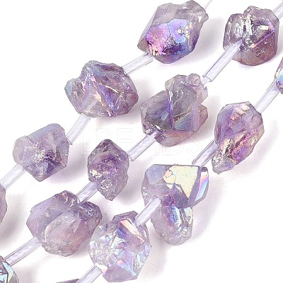 Electroplate Raw Rough Natural Amethyst Beads Strands G-Q610-06F-1