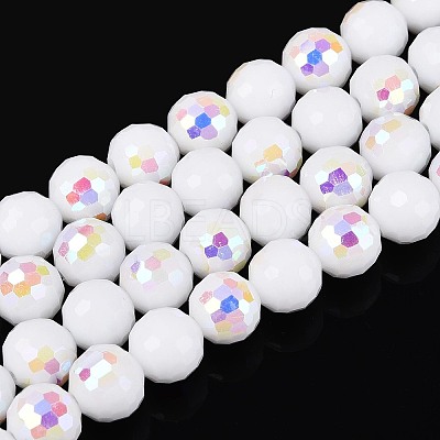 Electroplate Opaque Glass Beads Strands EGLA-N024-01A-A01-1