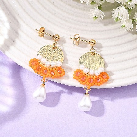 Brass Glass Seed Bead Chandelier Earrings EJEW-MZ00762-02-1