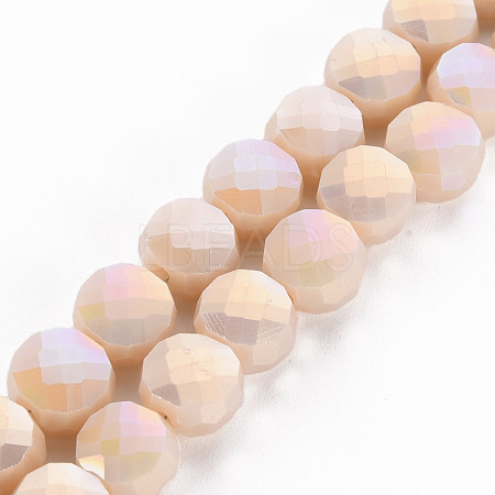 Opaque Electroplate Glass Beads Strands X-EGLA-N007-002-B04-1