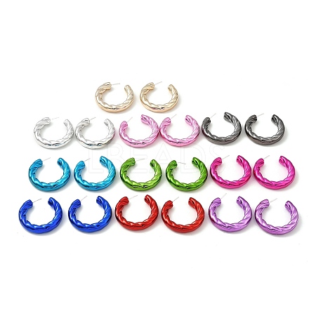 Twist Ring Acrylic Stud Earrings EJEW-P251-13-1