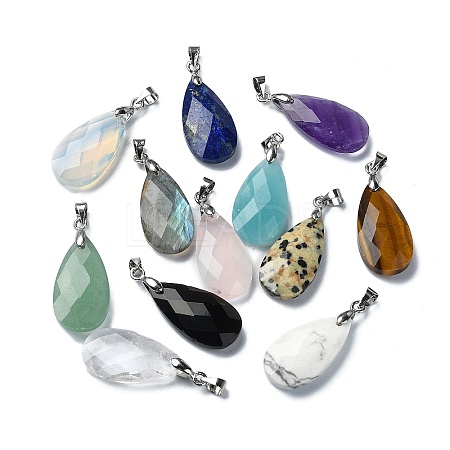 Faceted Natural & Synthetic Mixed Gemstone Pendants G-P519-06P-1