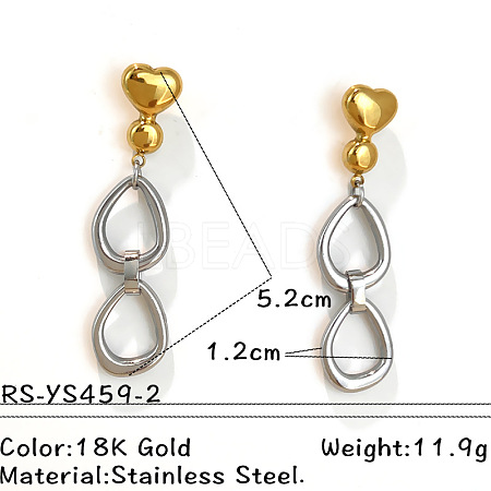 Two Tone 304 Stainless Steel Dangle Stud Earrings WG213BB-01-1