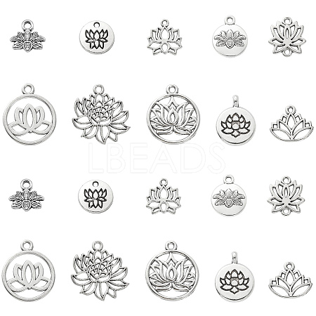 100Pcs 10 Styles Tibetan Style Alloy Charms TIBEP-CJ0002-34-1