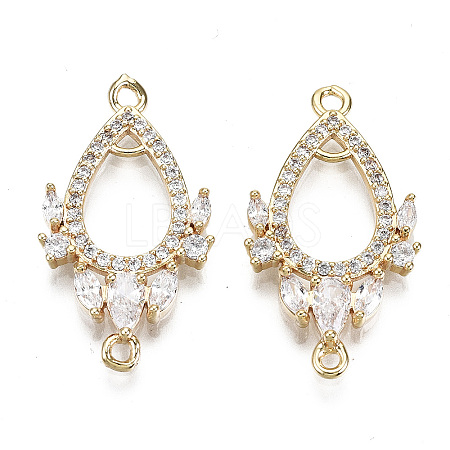 Brass Micro Pave Clear Cubic Zirconia Pendants KK-T056-64G-NF-1