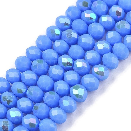 Electroplate Opaque Solid Color Glass Beads Strands EGLA-A044-P4mm-L17-1
