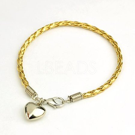 PU Leather Braided Charm Bracelets BJEW-JB00785-18-1