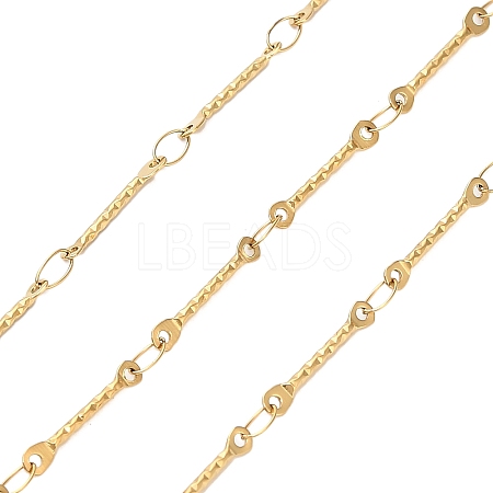 304 Stainless Steel Textured Bar Link Chains CHS-H116-01A-G-1
