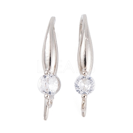 Rack Plating Brass Cubic Zirconia Earring Hooks KK-S374-05P-05-1